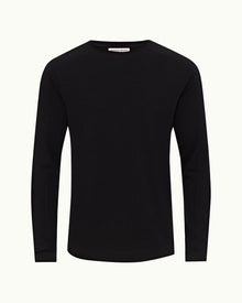 Black Classic Fit Crewneck Long-Sleeve Ice Wool T-shirt | Black