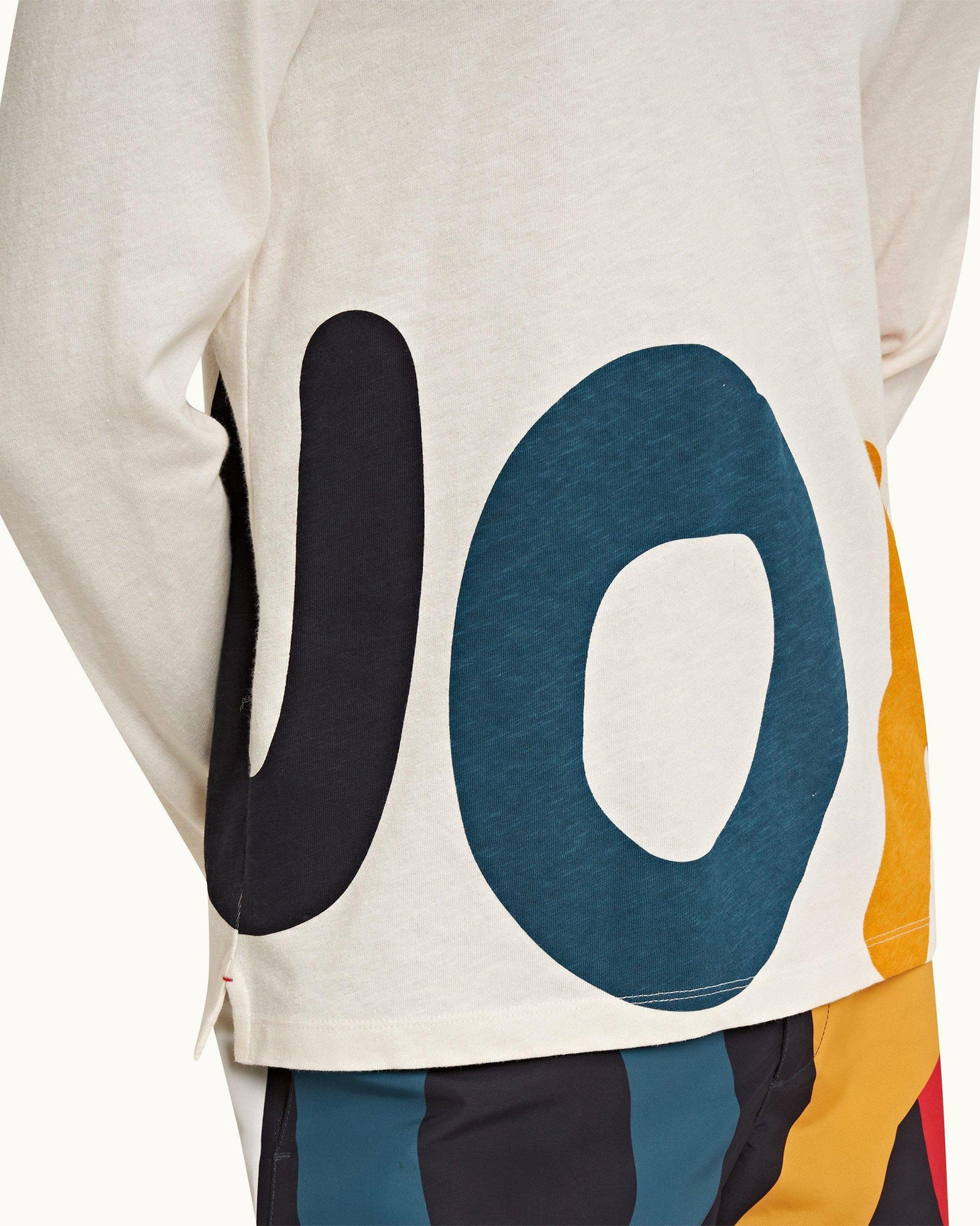 White Sand O.BUOY Classic Fit Long-Sleeve Cotton-Linen T-shirt | White Sand