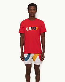 Summer Red O.BUOY Classic Fit Short-Sleeve Cotton-Linen T-shirt | Summer Red