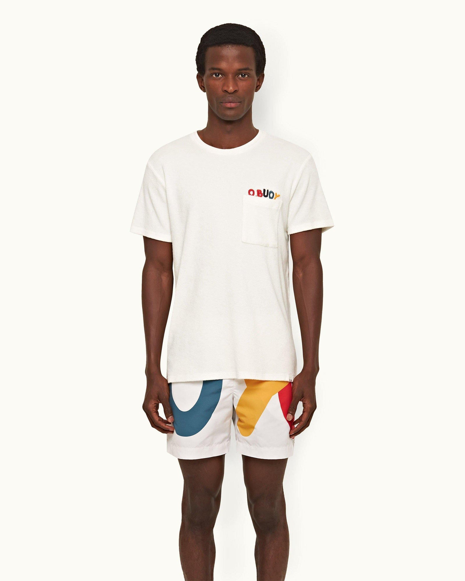 White Sand O.BUOY Classic Fit Towelling T-shirt | White Sand