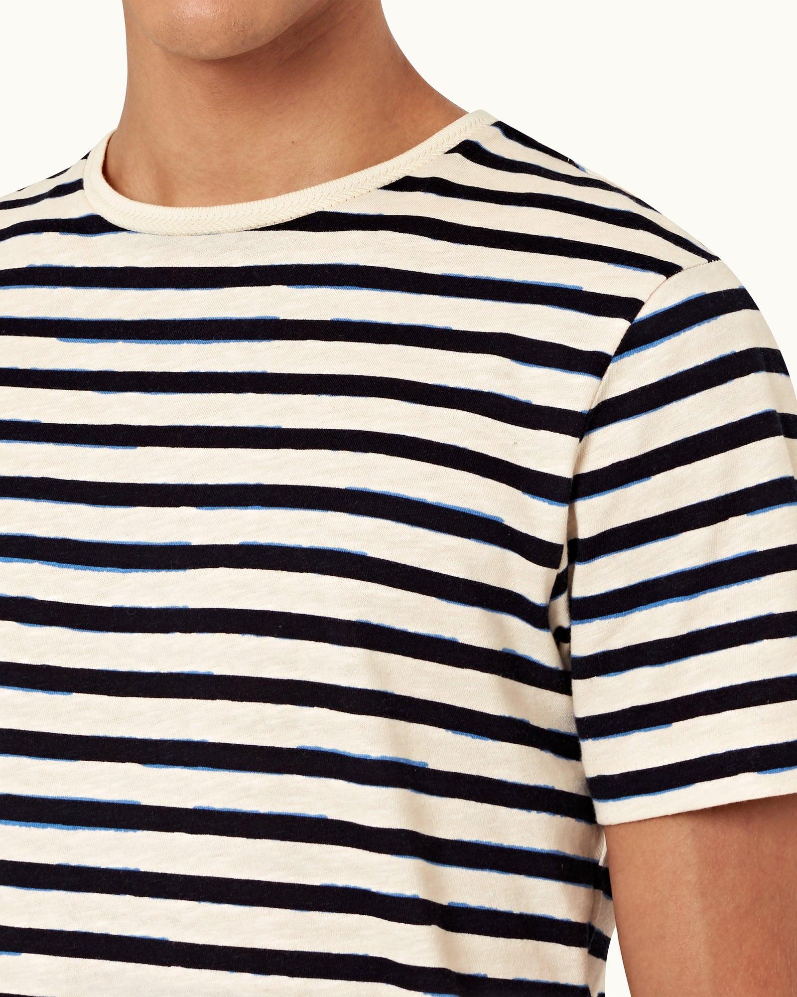 Cloud/Night Iris Stripe Tailored Fit Crew Neck T-shirt | Cloud/Night Iris