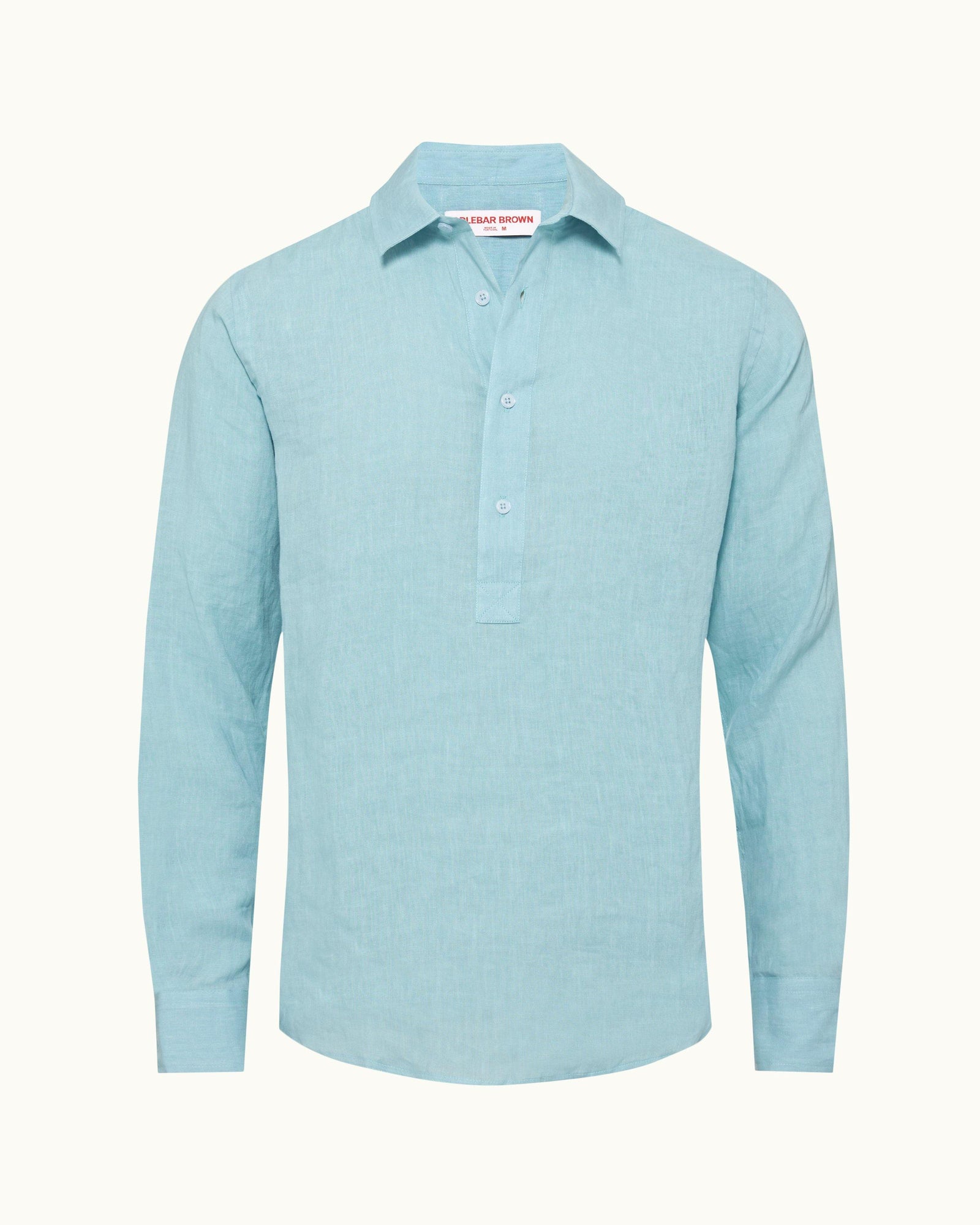 Summer Air Relaxed Fit Half Placket Laundered Linen Shirt | Summer Air