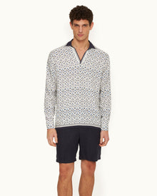 Ridley Fiore Print Relaxed Fit Resort Placket Overhead Shirt in Cashew Colour | Cashew