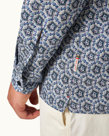 Ridley Azul Blue Roseate Print Relaxed Fit Overhead Shirt | Azul Blue
