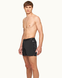 Black Bonded Tape Shorter-Length Swim Short | Black
