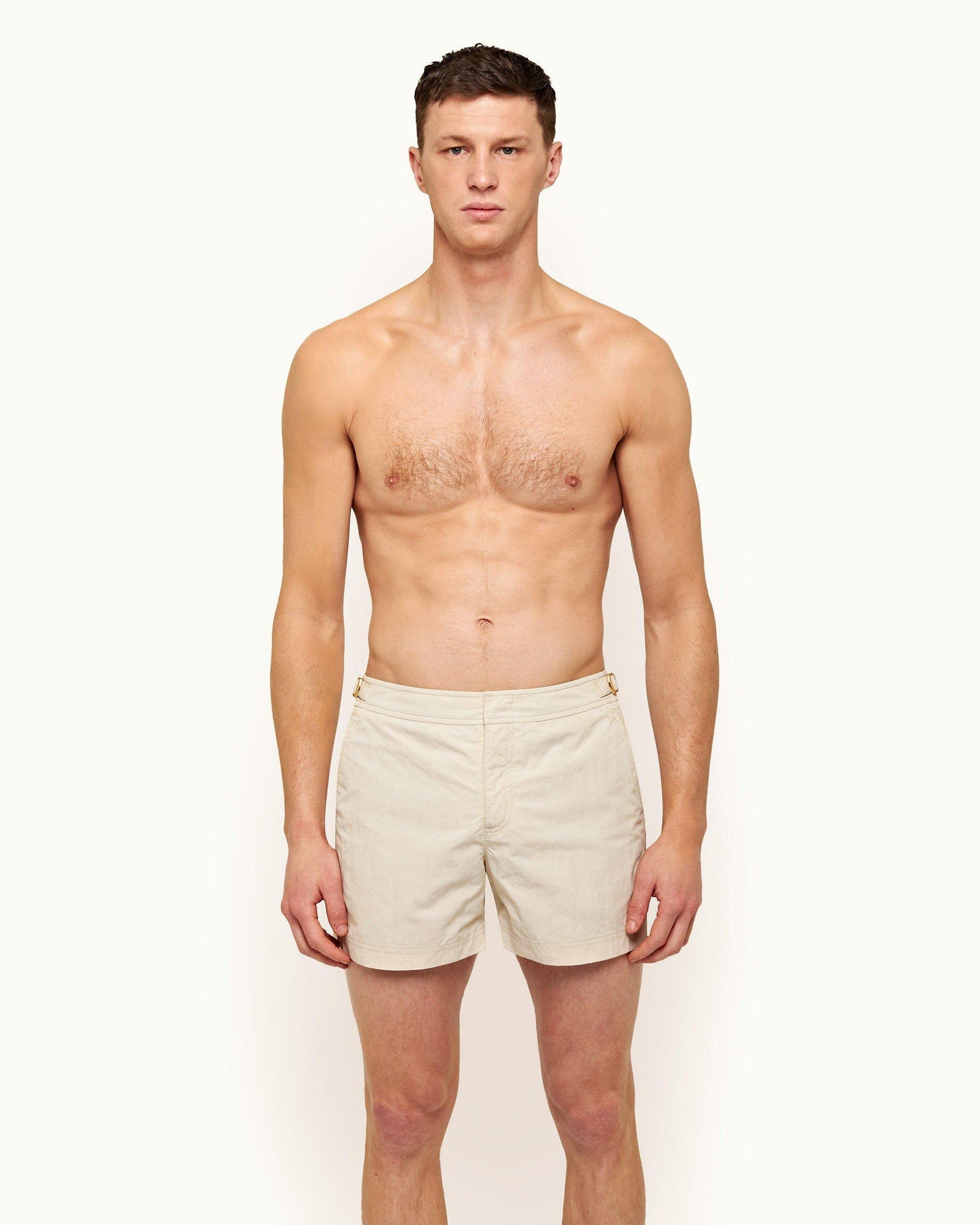 Setter Oatmeal GT Stripe Seam Shorter-Length Swim Shorts | Oatmeal