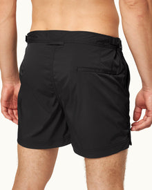 Setter Stretch Black Shorter-Length Stretch Nylon Swim Shorts | Black