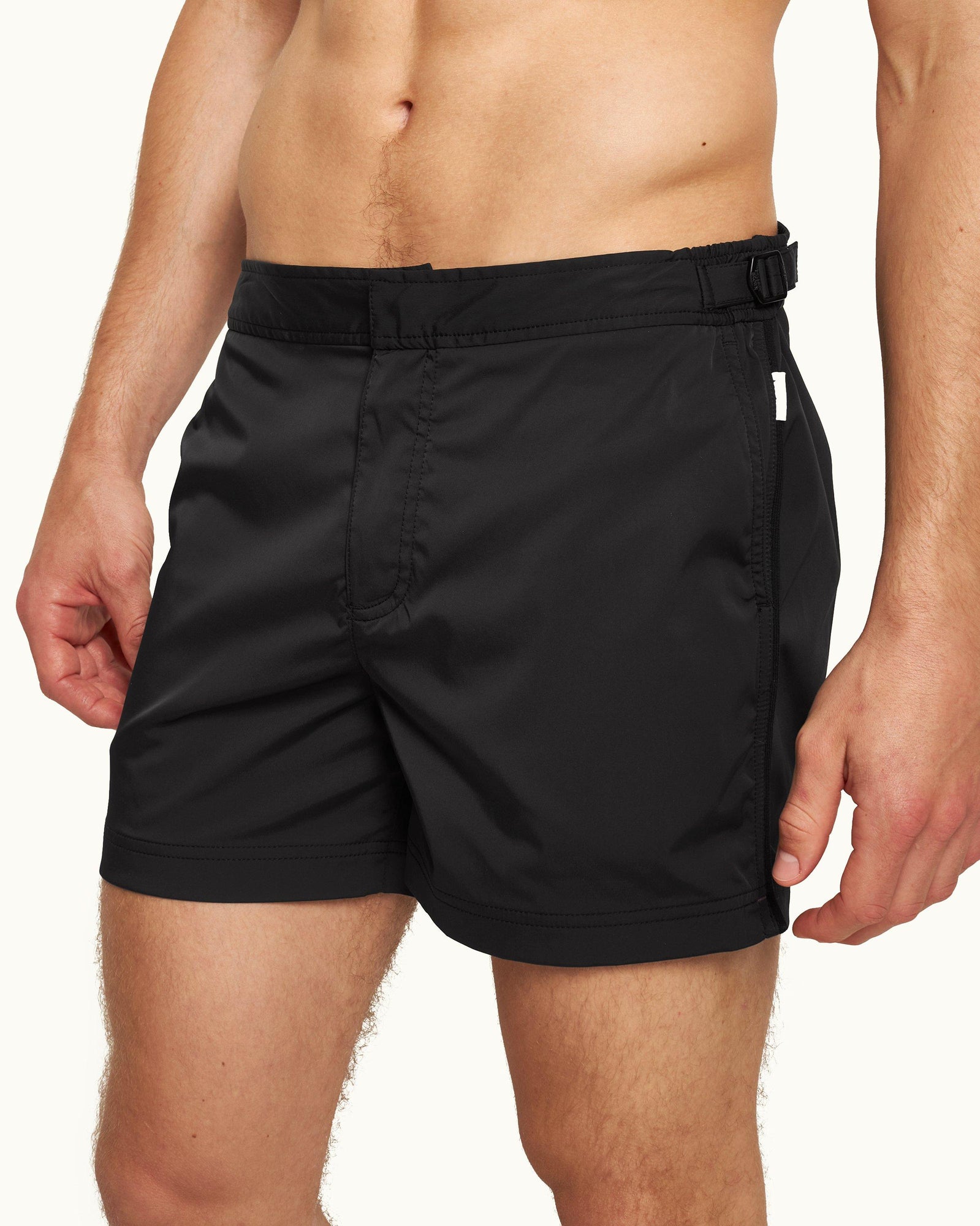 Setter Stretch Black Shorter-Length Stretch Nylon Swim Shorts | Black