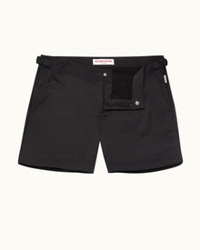 Setter Stretch Black Shorter-Length Stretch Nylon Swim Shorts | Black