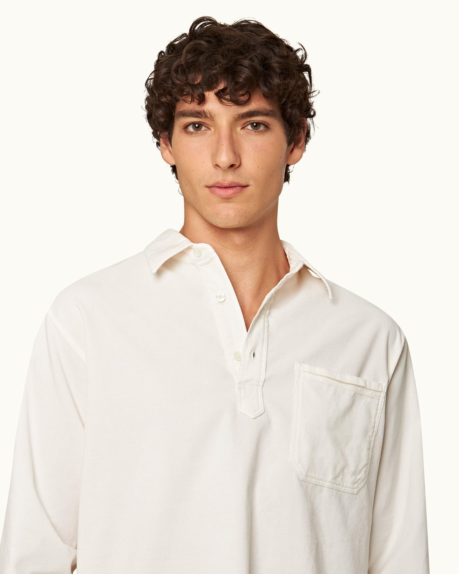 Sea Mist Classic Collar Relaxed Fit Overhead Corduroy Shirt | Sea Mist