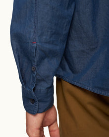 Shanklin Denim Washed Indigo Relaxed Fit Overhead Denim Shirt | Washed Indigo