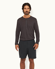 Shadow Relaxed Fit Side Panel Cotton-Linen Shorts | Shadow