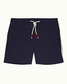 Standard Navy Stripe Seam Mid-Length Drawcord Swim Shorts | Navy