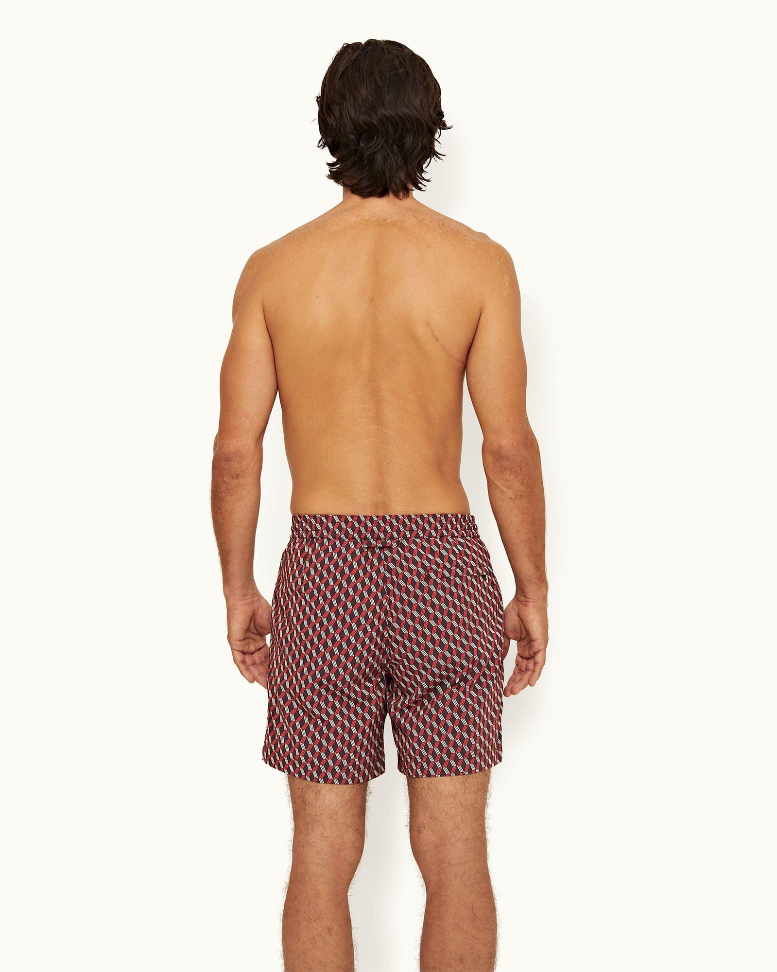 Truffle/Vermillion Bowline Drawcord Mid-Length Swim Shorts | Truffle/Vermillion