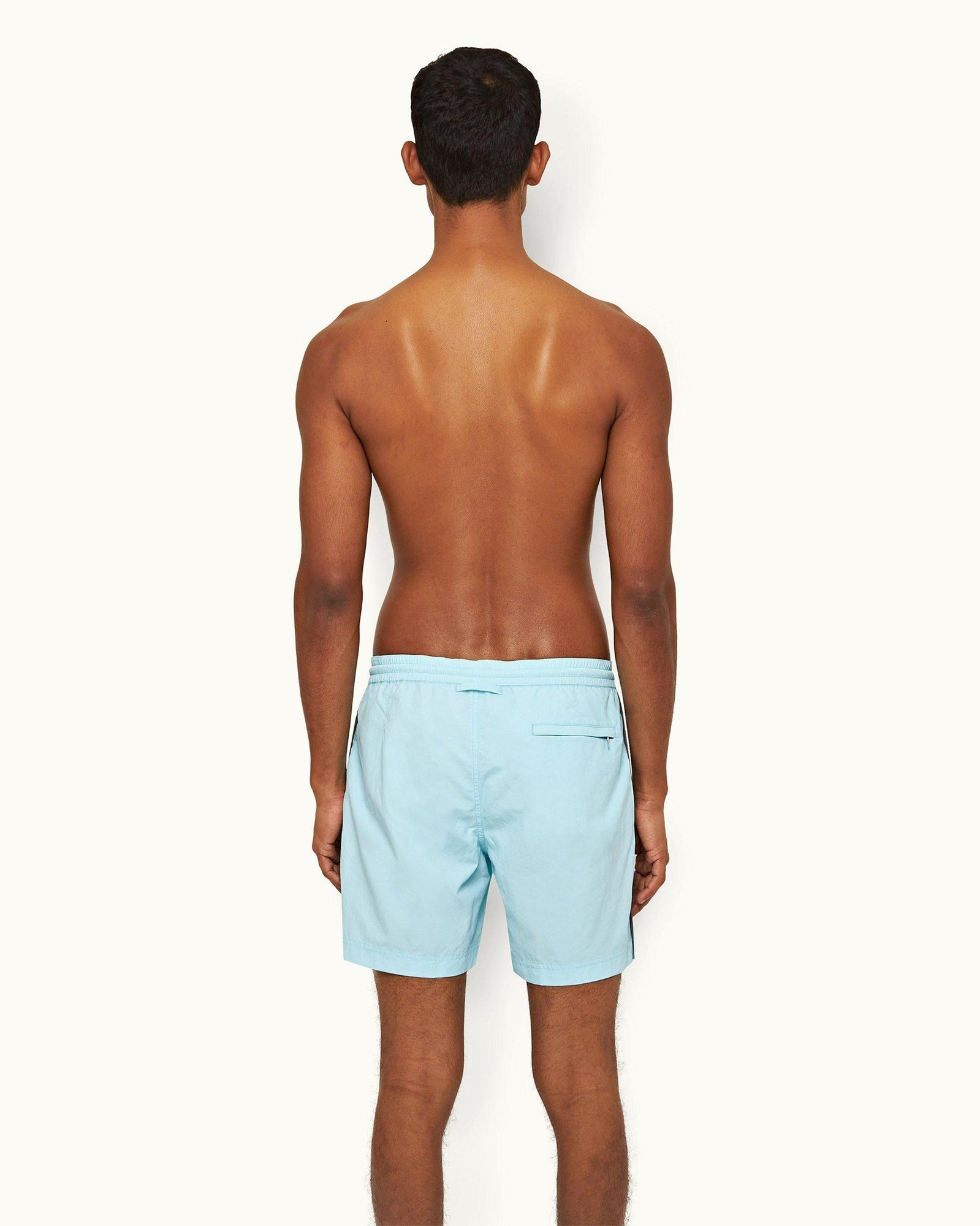 Clear Sky Piping Drawcord Mid-Length Swim Shorts | Clear Sky