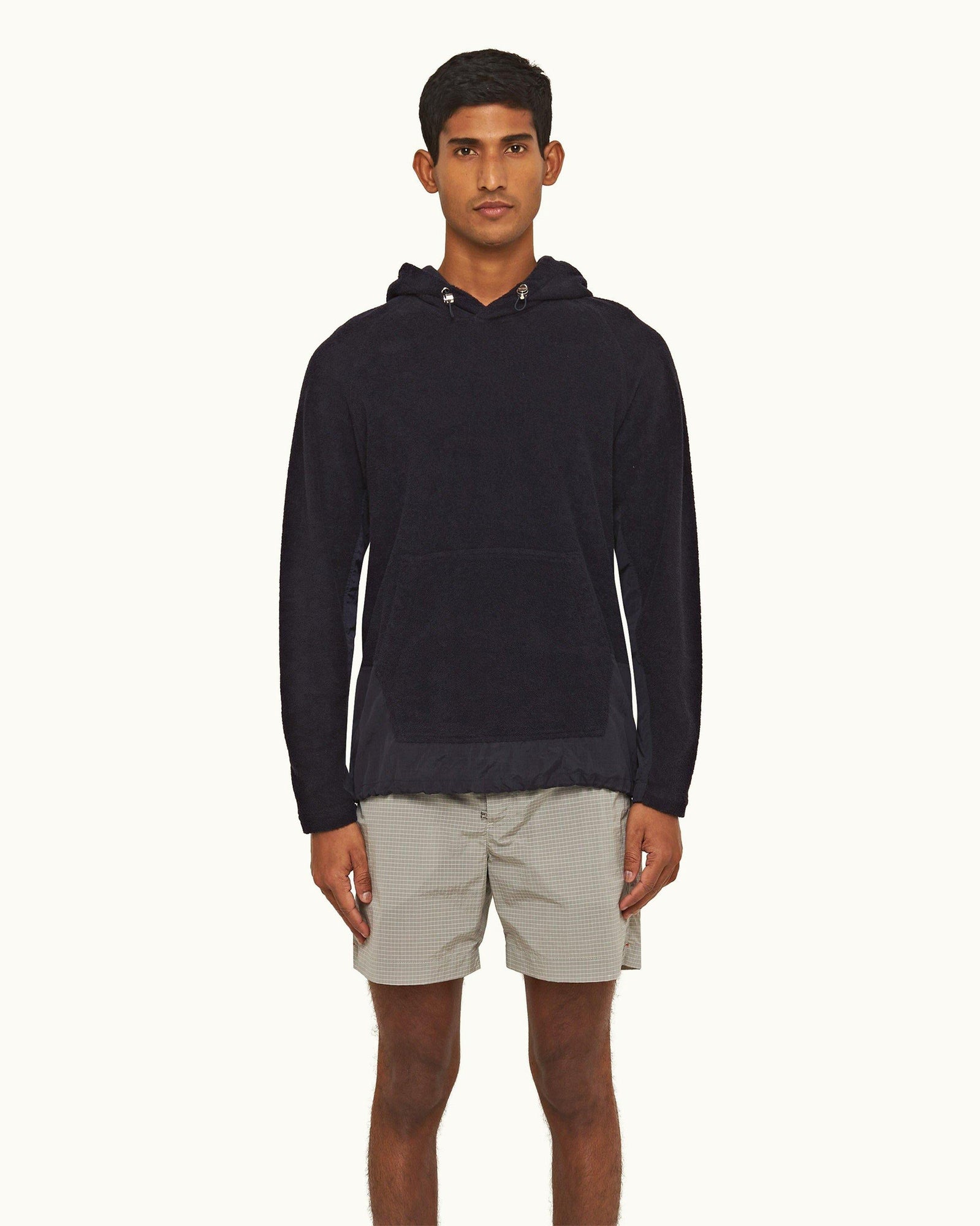 Night Iris Classic Fit Hooded Cotton Pique Towelling Sweatshirt | Night Iris