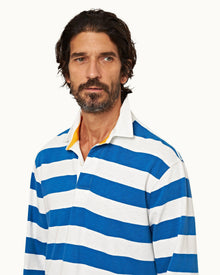 Signal Blue/Matchstick Stripe Classic Fit Long-Sleeve Polo Shirt | Signal Blue/Matchstick