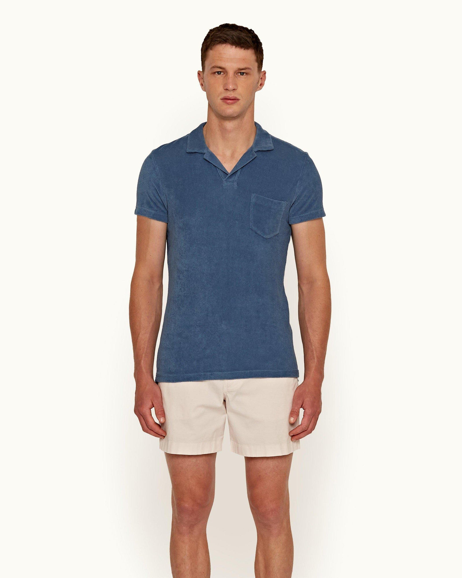 Terry Towelling Blue Smoke Towelling Resort Polo Shirt | Blue Smoke