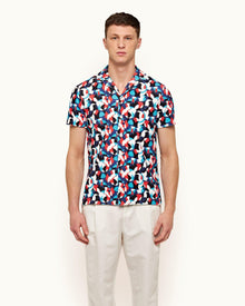 Travis Towelling Summer Red/Horizon Blue Moissan Capri Collar Double-Faced Towelling Shirt | Summer Red/Horizon Blue