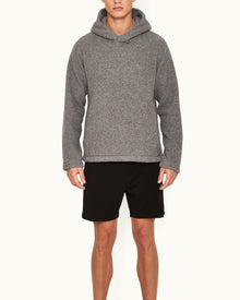 Vetle Grey Melange Relaxed Fit Hooded Fleece Sweatshirt | Grey Melange