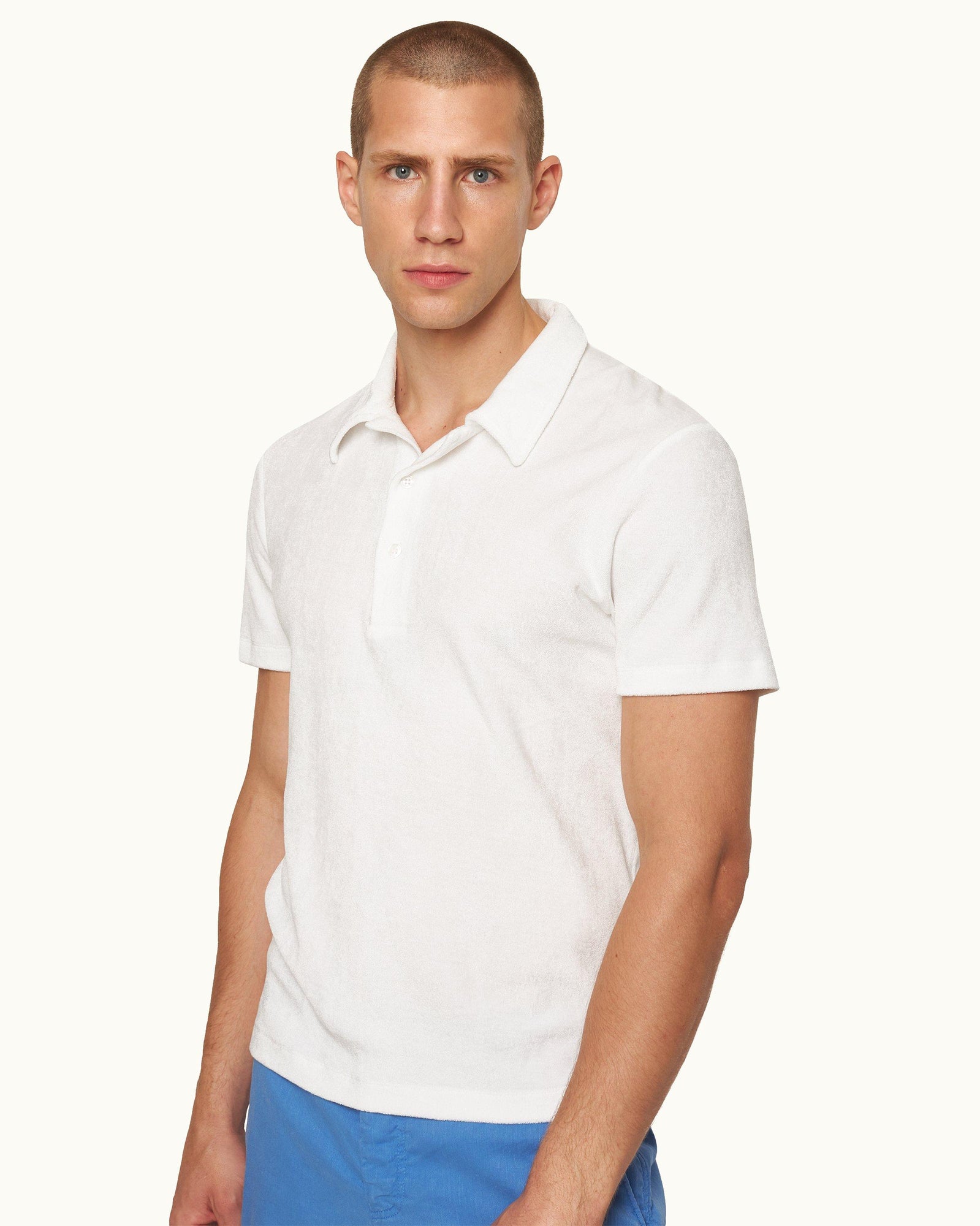 White Classic Fit Velvet Polo Shirt | White