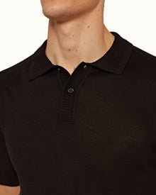 Zack Silk Black Tailored Fit Silk Blend Polo Shirt | Black