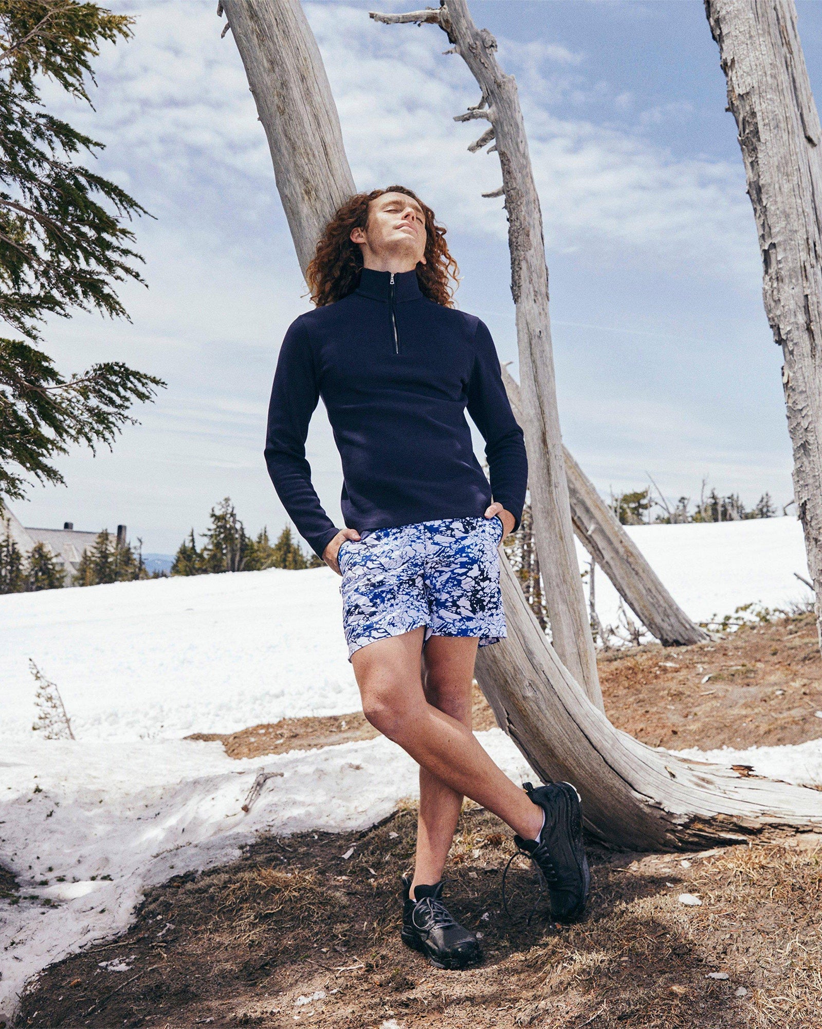 Night Iris Half-Zip Long-Sleeve Polo Shirt | Night Iris