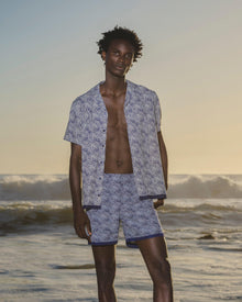 Midnight Navy Floral Print Capri Collar Shirt | Midnight Navy