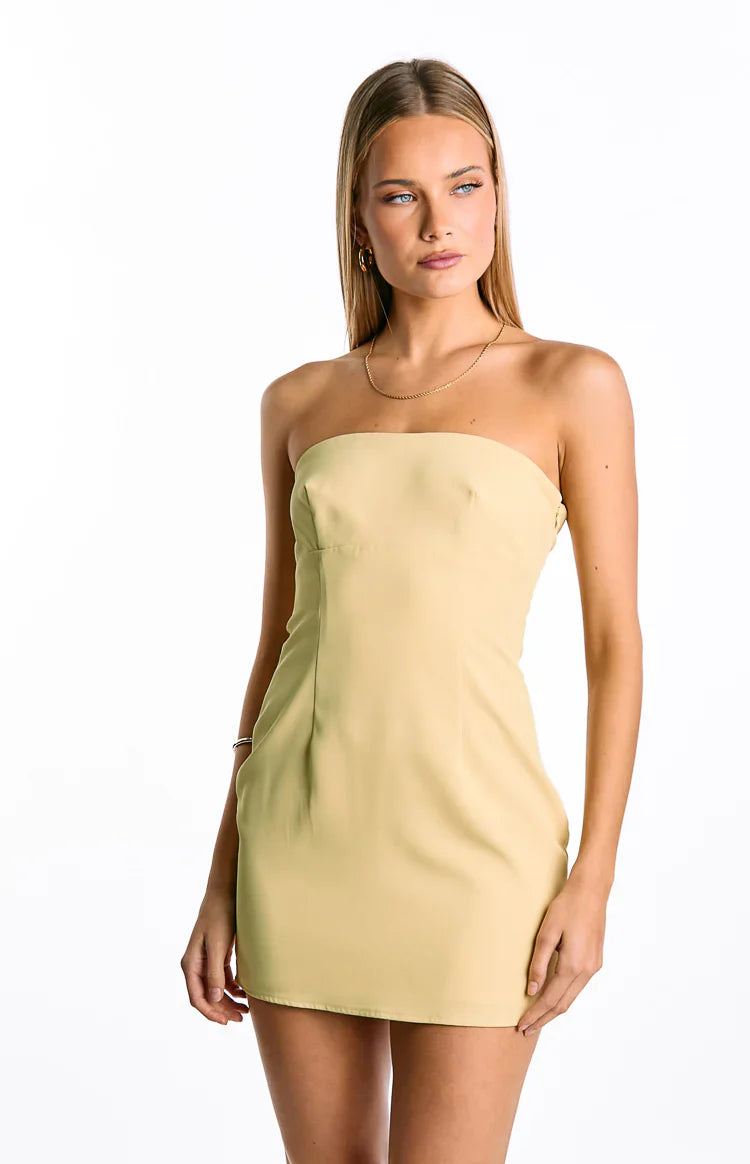 Oliva Strapless Mini Dress | Butter Yellow