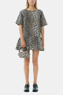 Open back Mini Denim Dress | Leopard