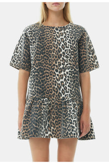 Open back Mini Denim Dress | Leopard