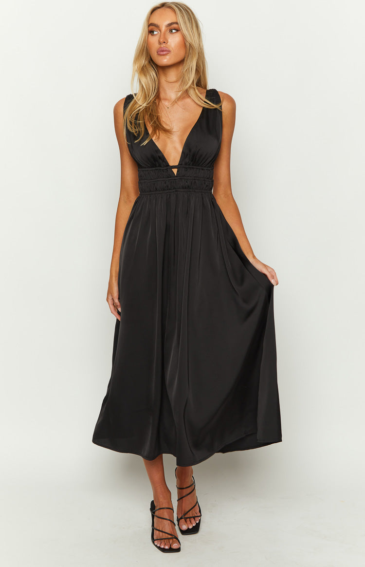 Ophelia Satin Maxi Dress | Black