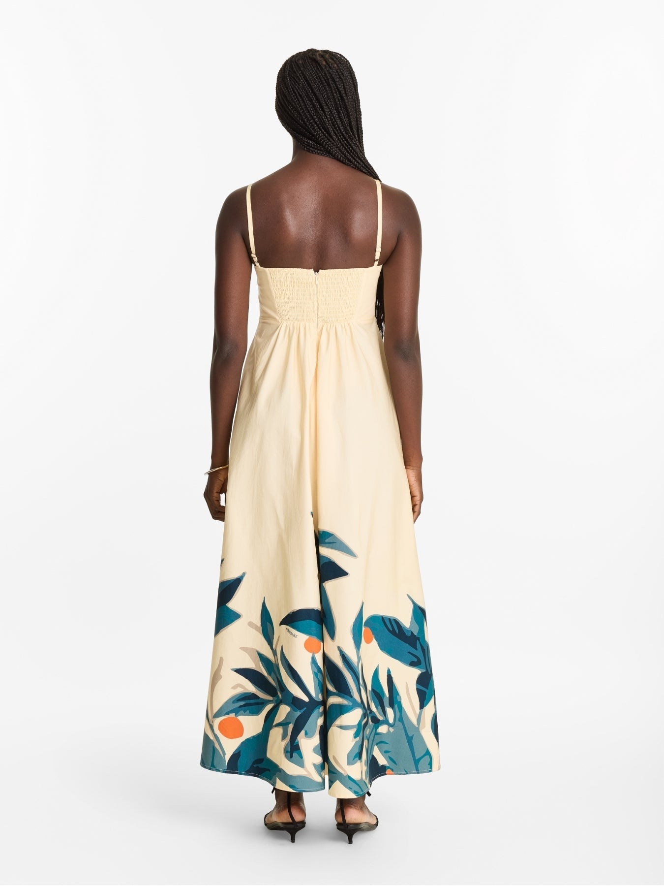 Printed Cotton Poplin Oria Dress | Zest Navy