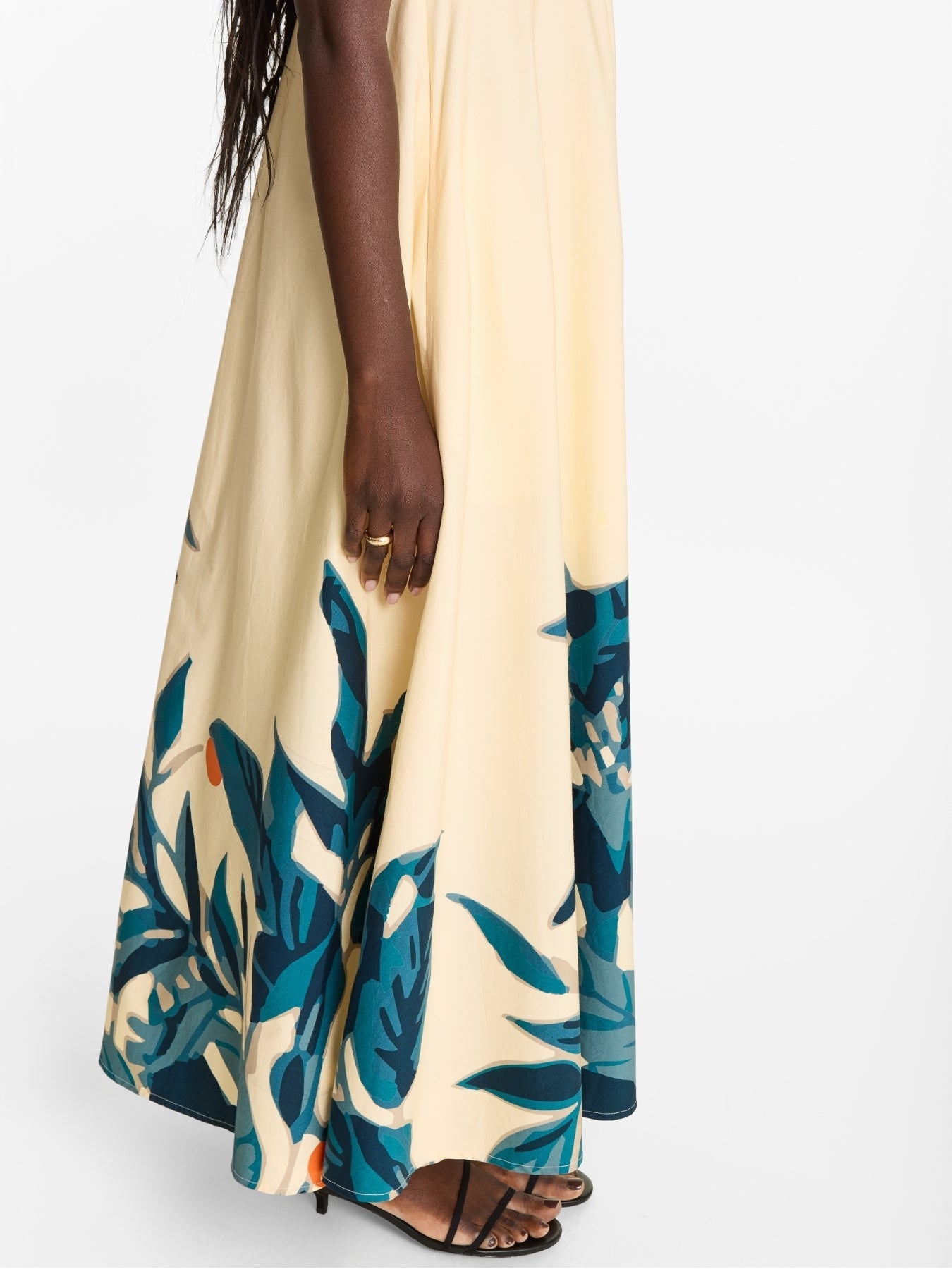 Printed Cotton Poplin Oria Dress | Zest Navy