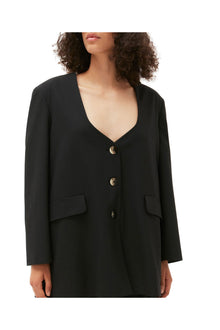 Oversized Drapey Melange Blazer | Black