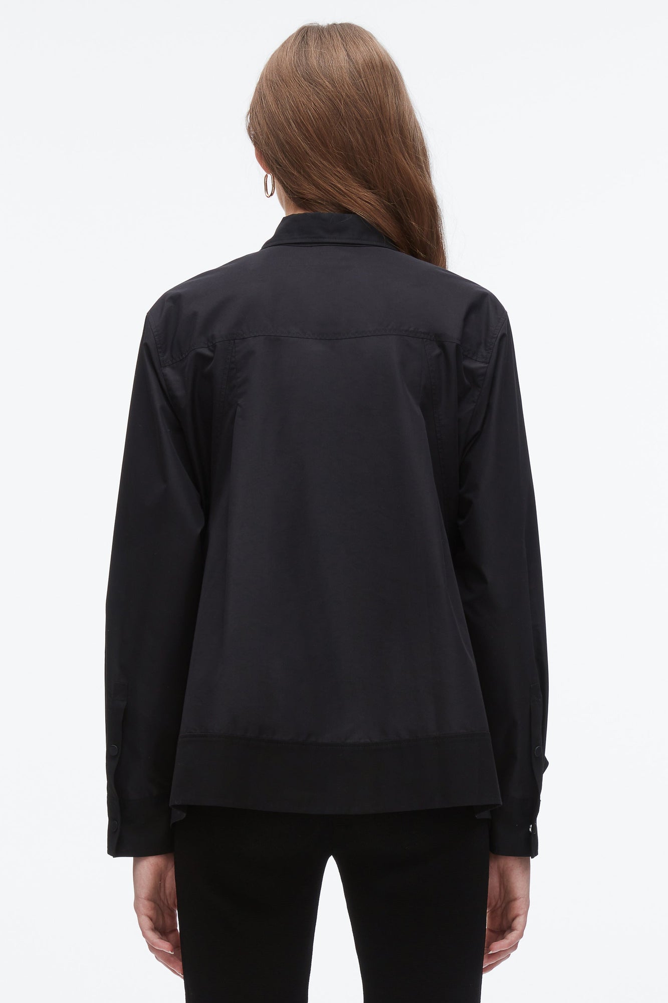 Flounce Hem Poplin Shirt | Black