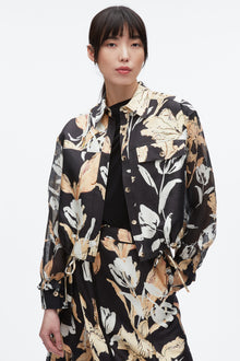Joyful Tulip Cropped Shirt Jacket | Midnight Multi