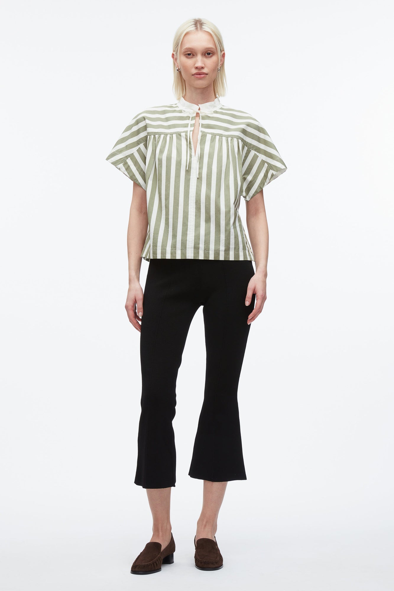 Striped Open Neck Top with Ties | Thyme Multi