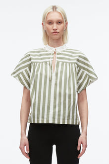 Striped Open Neck Top with Ties | Thyme Multi