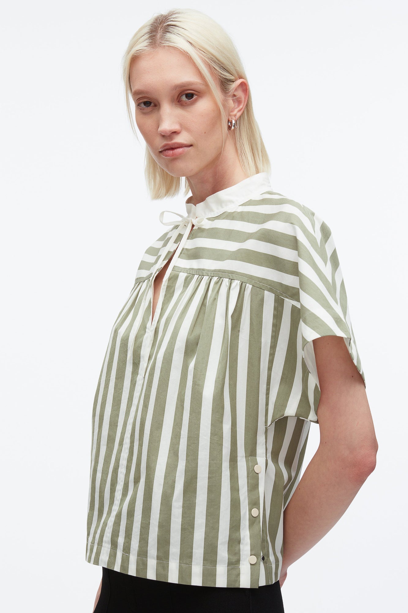 Striped Open Neck Top with Ties | Thyme Multi