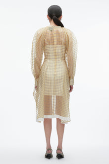Plaid Organza Flounce Hem dress | Hay Multi