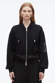 Knit Layered Bomber Jacket | Black
