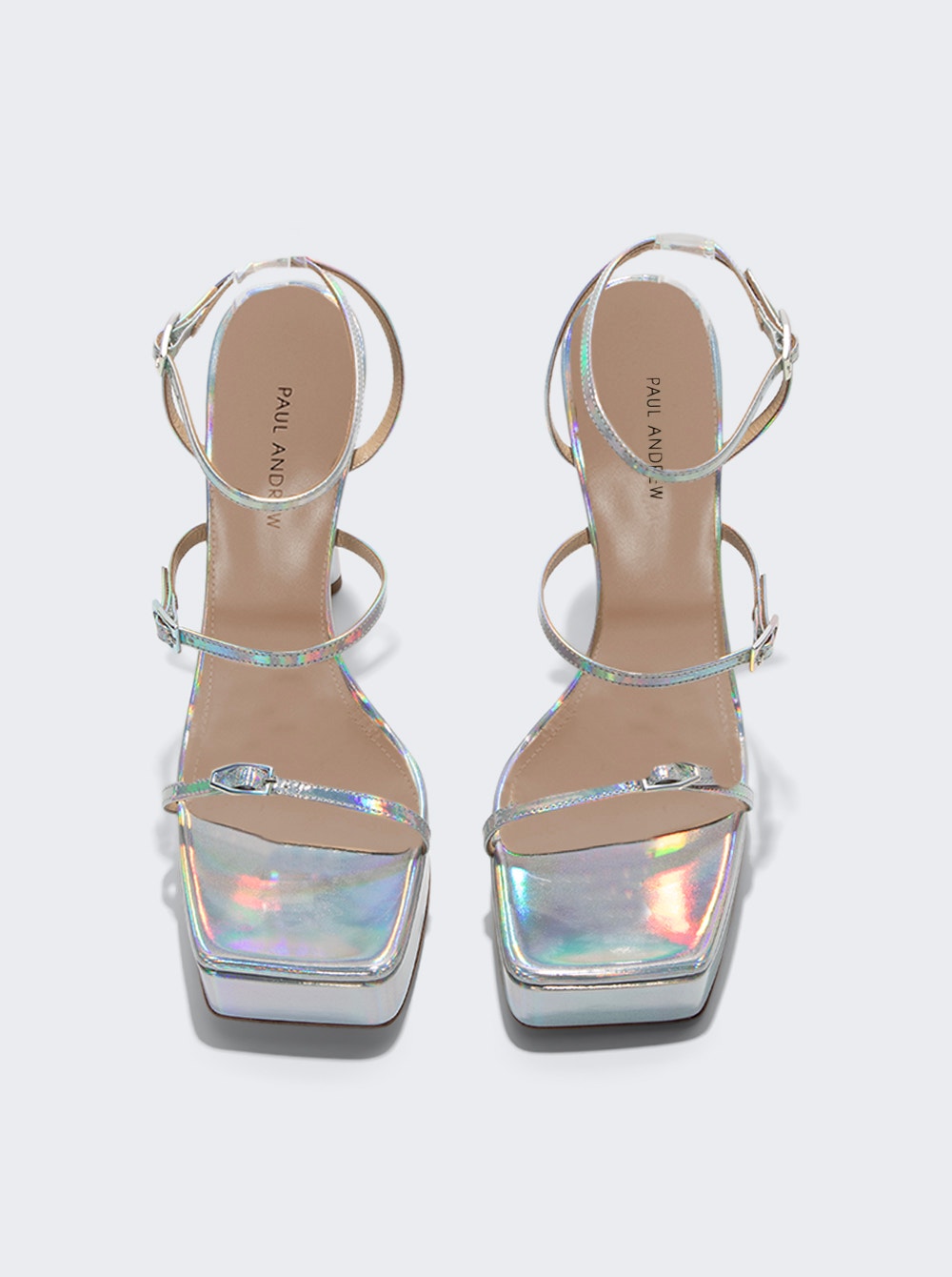 Women | Paul Andrew | Slinky Platform Sandals | Iridescent Mirror
