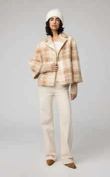 Pauline Relaxed-Fit Plaid Jacket With Biker Collar | Hush