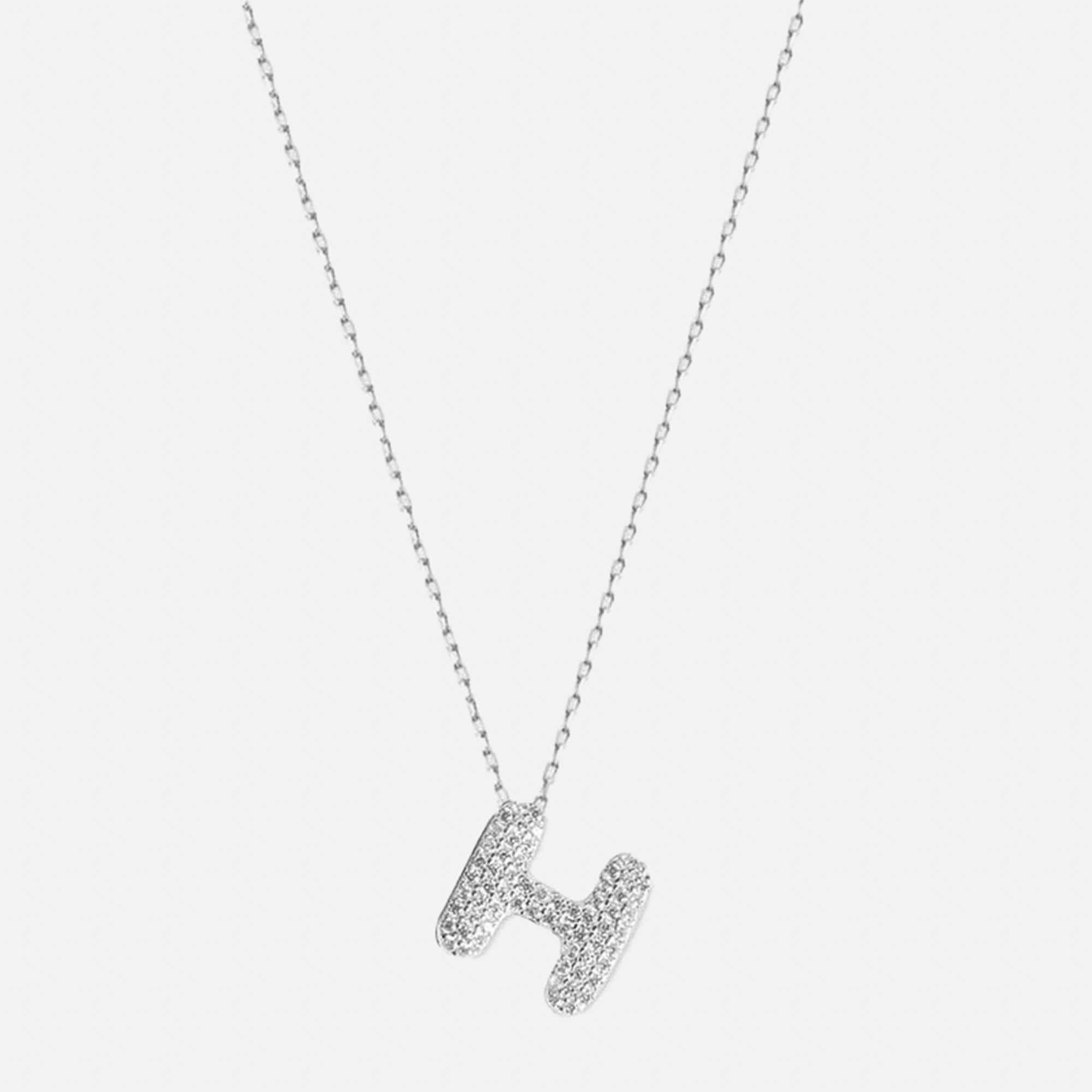 The Pave Bubble Letter Pendant Necklace | Sterling Silver