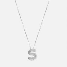 The Pave Bubble Letter Pendant Necklace | Sterling Silver
