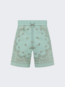 Amiri | Leather Bandana Shorts | Mint