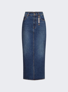 AREA | Zip Slit Midi Skirt Medium Wash | Blue