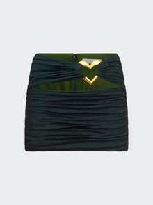Women | AREA | Heart Ruched Mini Skirt | Green