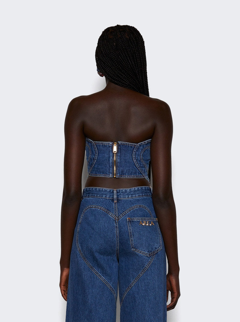 AREA | Patchwork Heart Bandeau Medium Wash | Blue